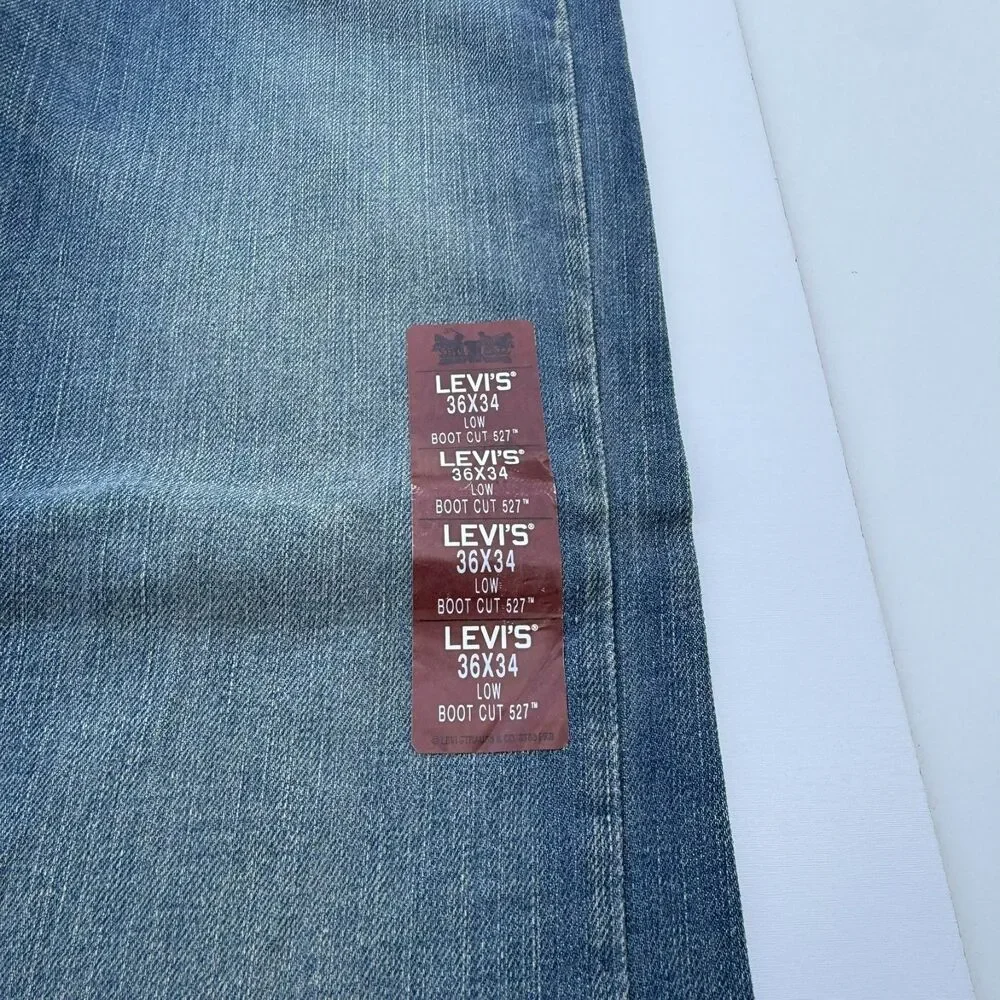 Vintage Y2K Levi’s 527 Jeans Mens 36x34 NWT Low Boot Cut Distressed Denim Baggy